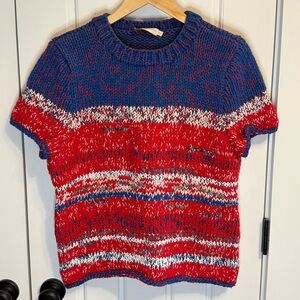 Tory Burch Blue and Red Knit Sweater